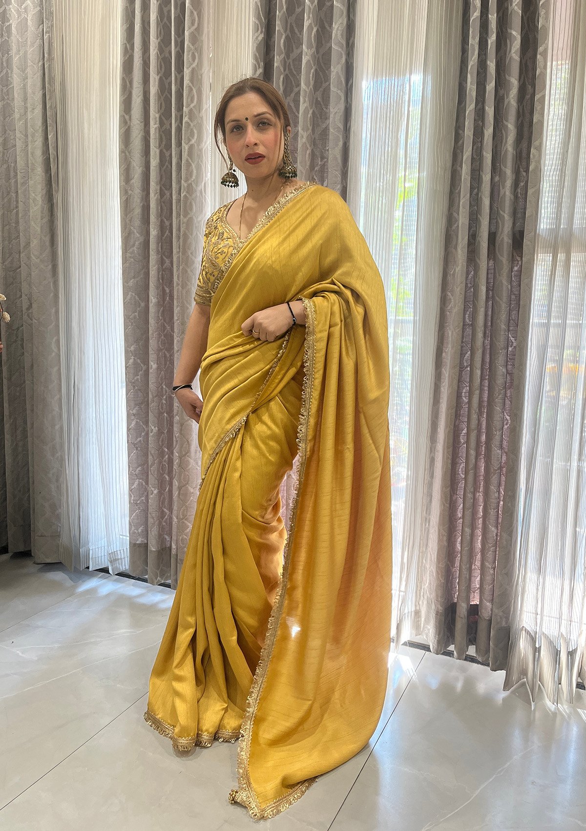 Nyasaa Silk Yellow Saree with Designer Blouse - Image 3